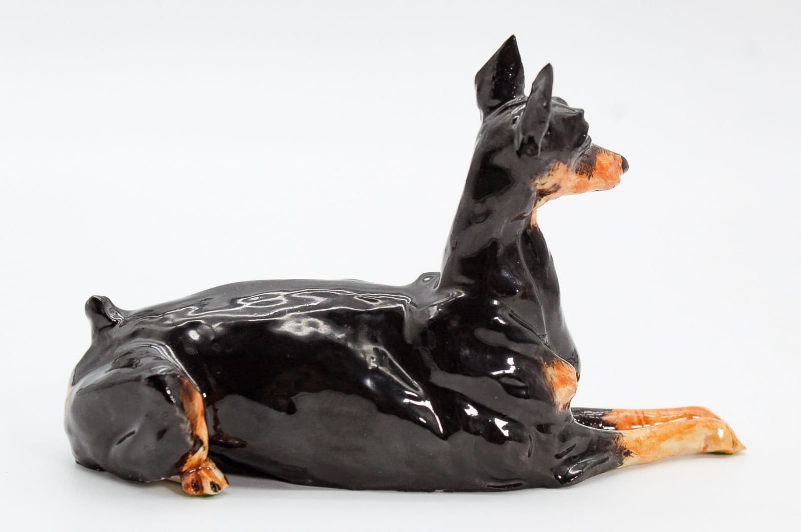 Eve Pearce Handcrafted Sitting Doberman Porcelain Dog Figure Sculpture OOAK - Thumbnail 2