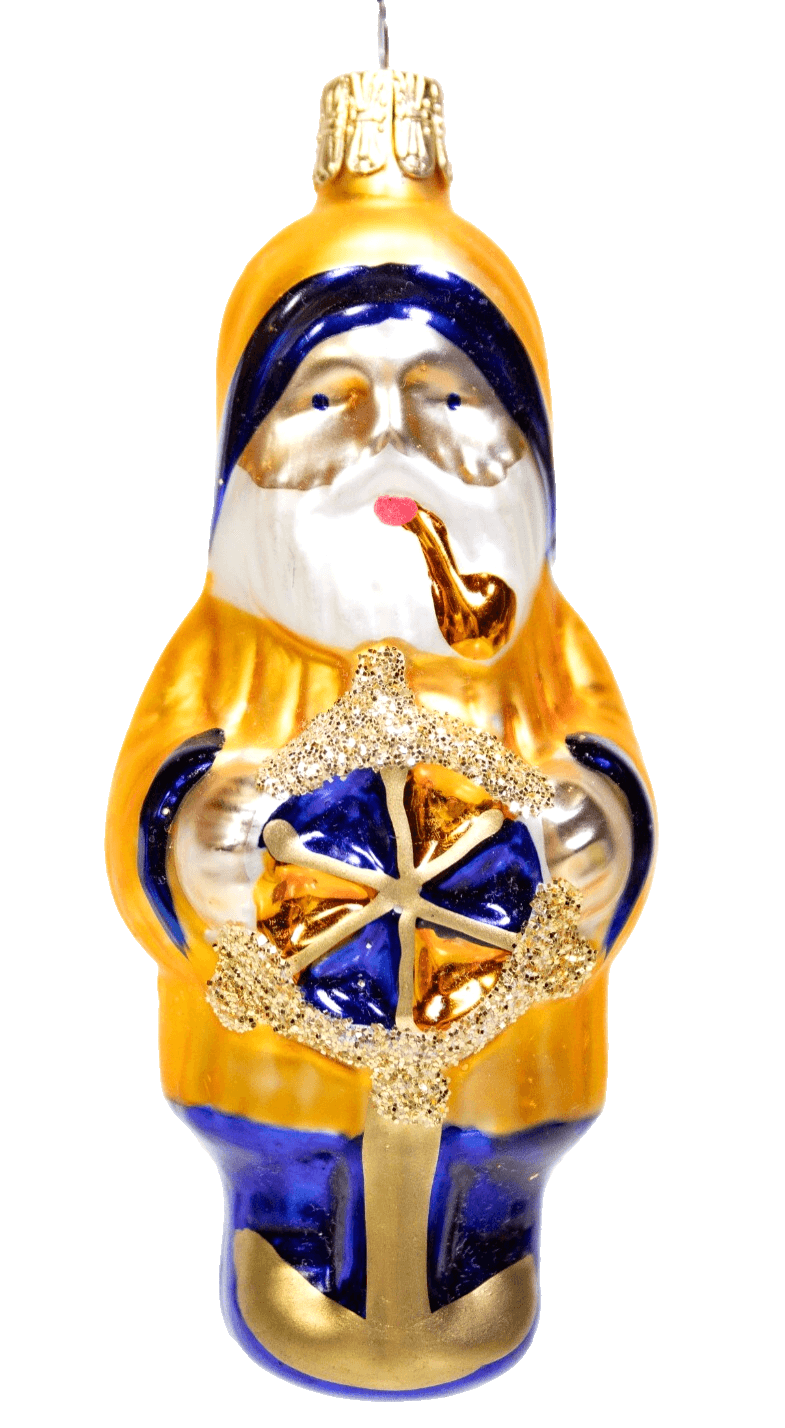 Neiman Marcus Vintage Czech Sea Captain Santa Glass Christmas Ornament