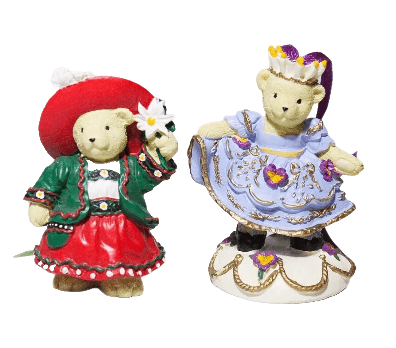 2 Vintage MUFFY VANDERBEAR Alpine & Snowflake Christmas Ornaments