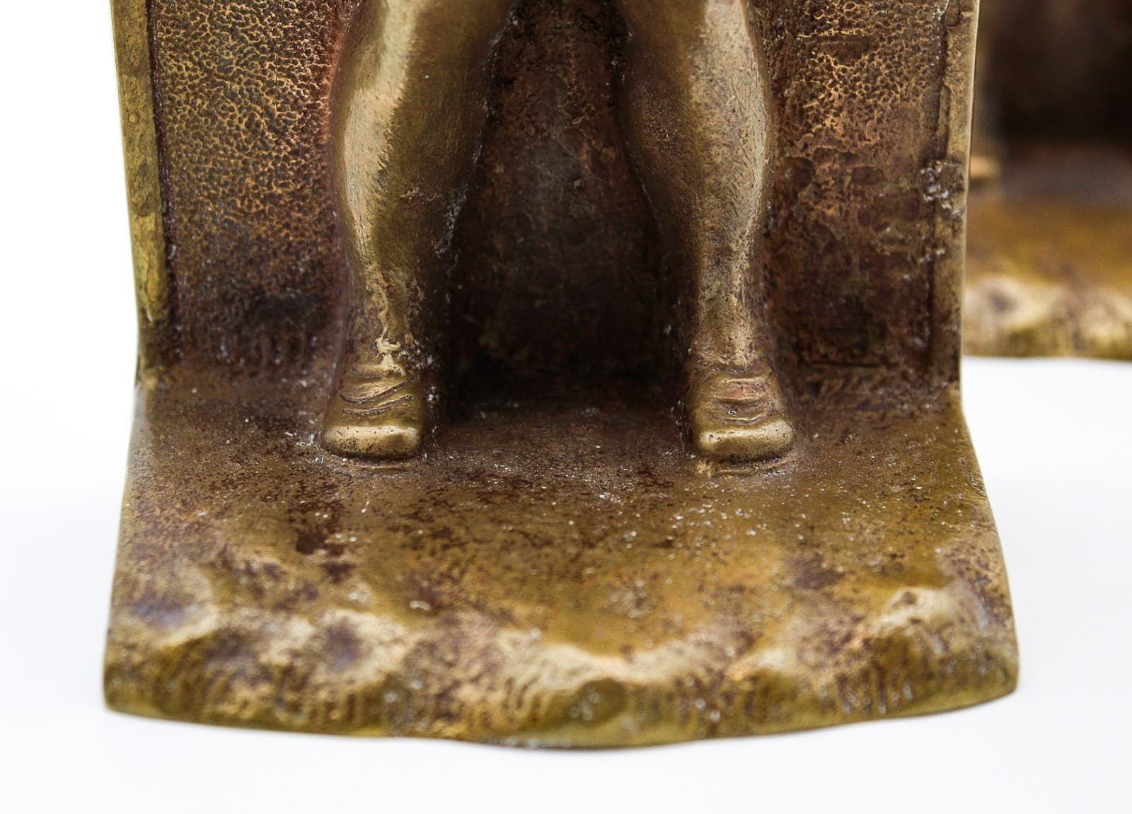 Antique Solid Bronze Whistling Boy Motif Pair Of Figural Bookends 7.25" - Thumbnail 9