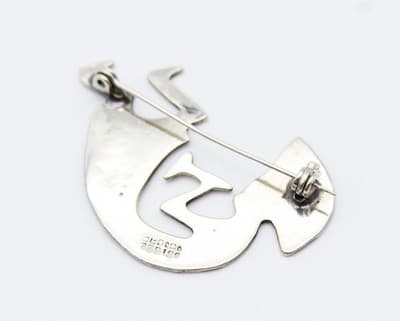 Vintage Sterling Silver Native american Deity Kokopelli Fertility God Pin Brooch - Thumbnail 4