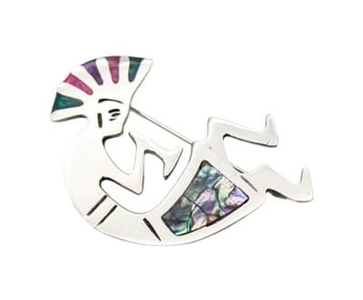 Vintage Sterling Silver Native american Deity Kokopelli Fertility God Pin Brooch