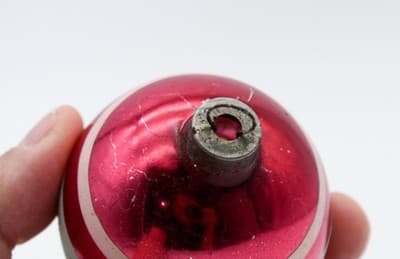 Shiny Brite Pink Stencil Light Blue Striped Glass Ball Christmas Ornament - Thumbnail 3