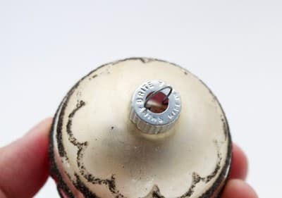 Shiny Brite Vintage Black Mica Striped Pink Beige Glass Christmas Ornament - Thumbnail 3