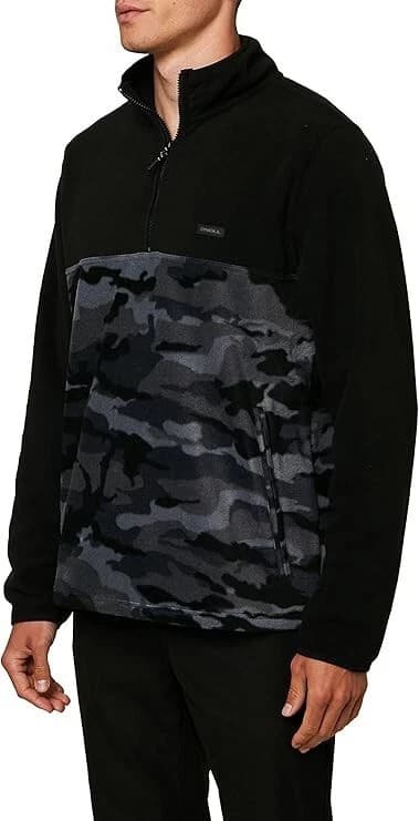 NWT - ONeill 1/4 Zip Pullover Fleece Polyester Black Gray Camo MSRP $70- Size S - Thumbnail 2