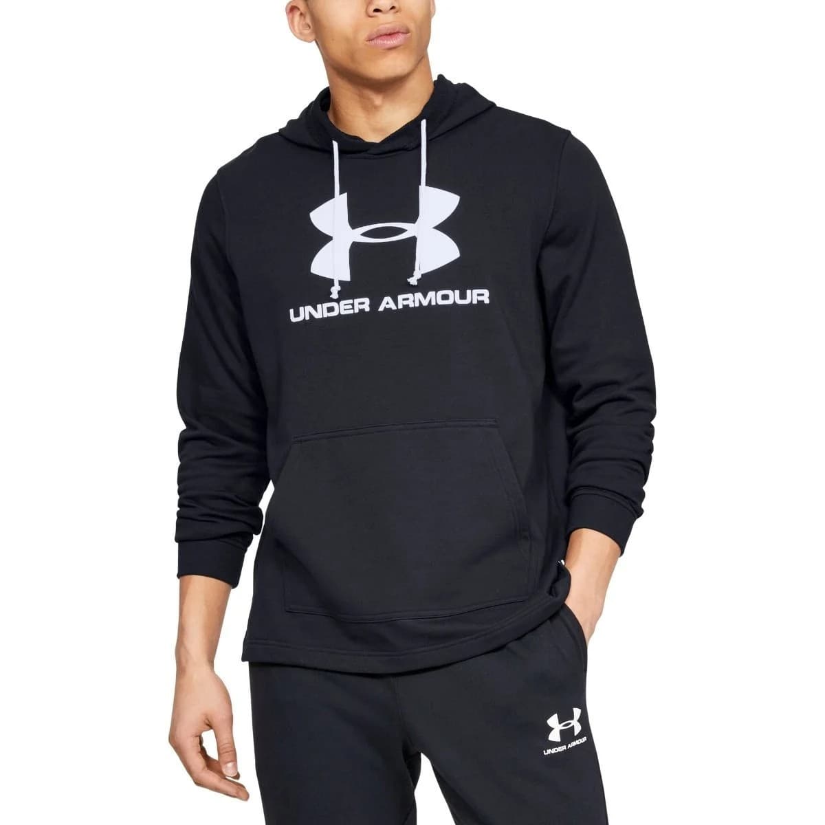 Under Armour Men's Black Sportstyle Terry Logo Hoodie Sweatshirt UA Size XL - Image 1