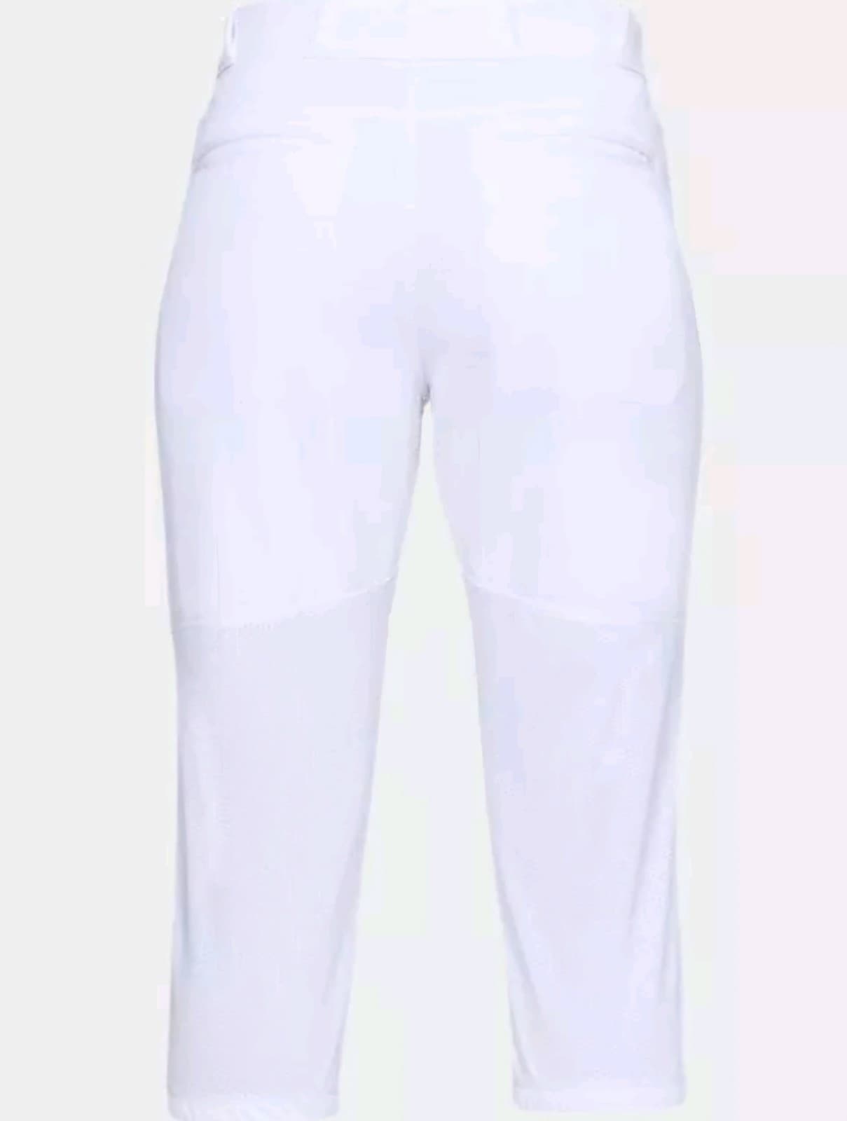 UNDER ARMOUR Women's UA Softball Cropped Pants NWT White SIZE: XL - Thumbnail 3