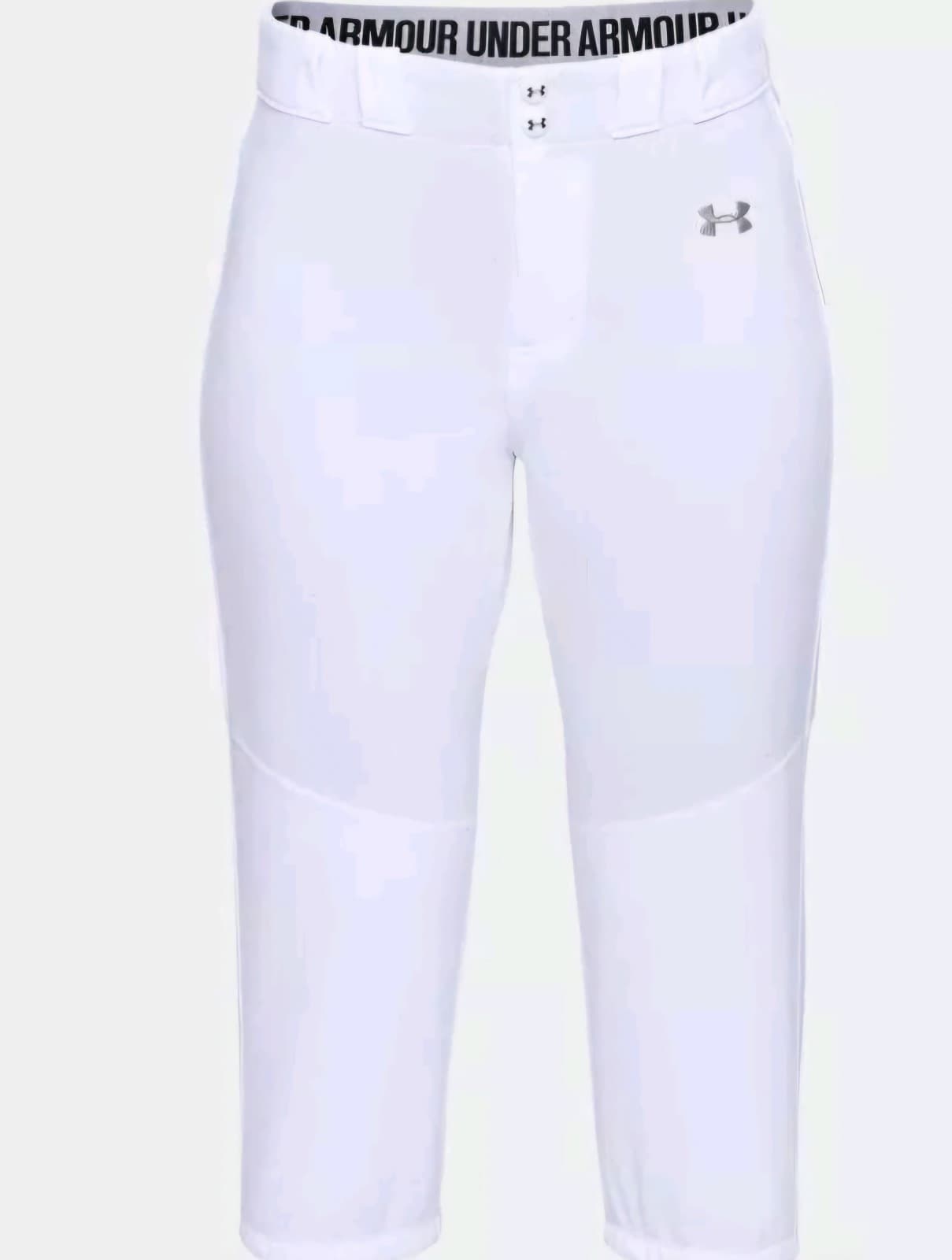 UNDER ARMOUR Women's UA Softball Cropped Pants NWT White SIZE: XL - Thumbnail 2