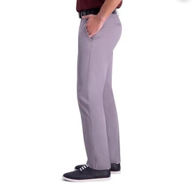 Haggar Men's Premium Comfort Khaki Pant 30W x 32L, Slim Fit, Grey - Thumbnail 3