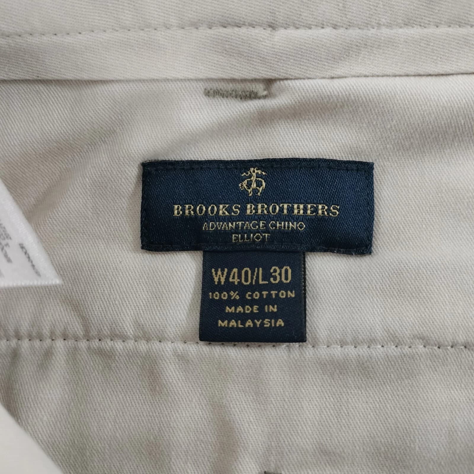 Brooks Brothers Advantage Chino Elliot Beige Pleated Khaki Pants Mens Size 40x30 - Thumbnail 3