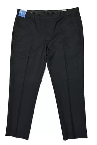 HAGGAR Dress Pants Mens 44X32 Black Flat Front Slim Straight Stretch No Wrinkle - Thumbnail 3