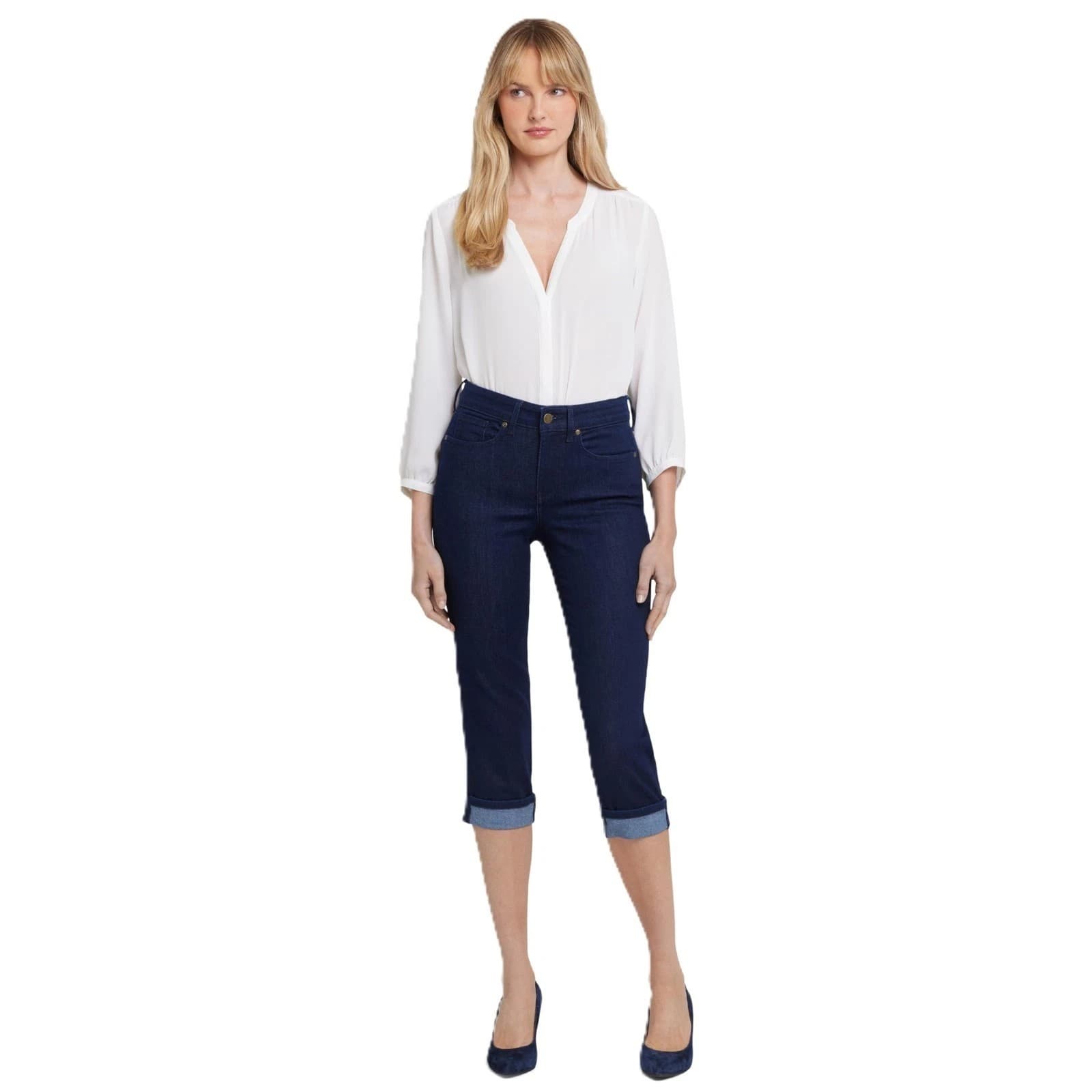 NYDJ Womens Marilyn Crop Cuff 21" Inseam Jeans, Rinse, 16 - Image 1