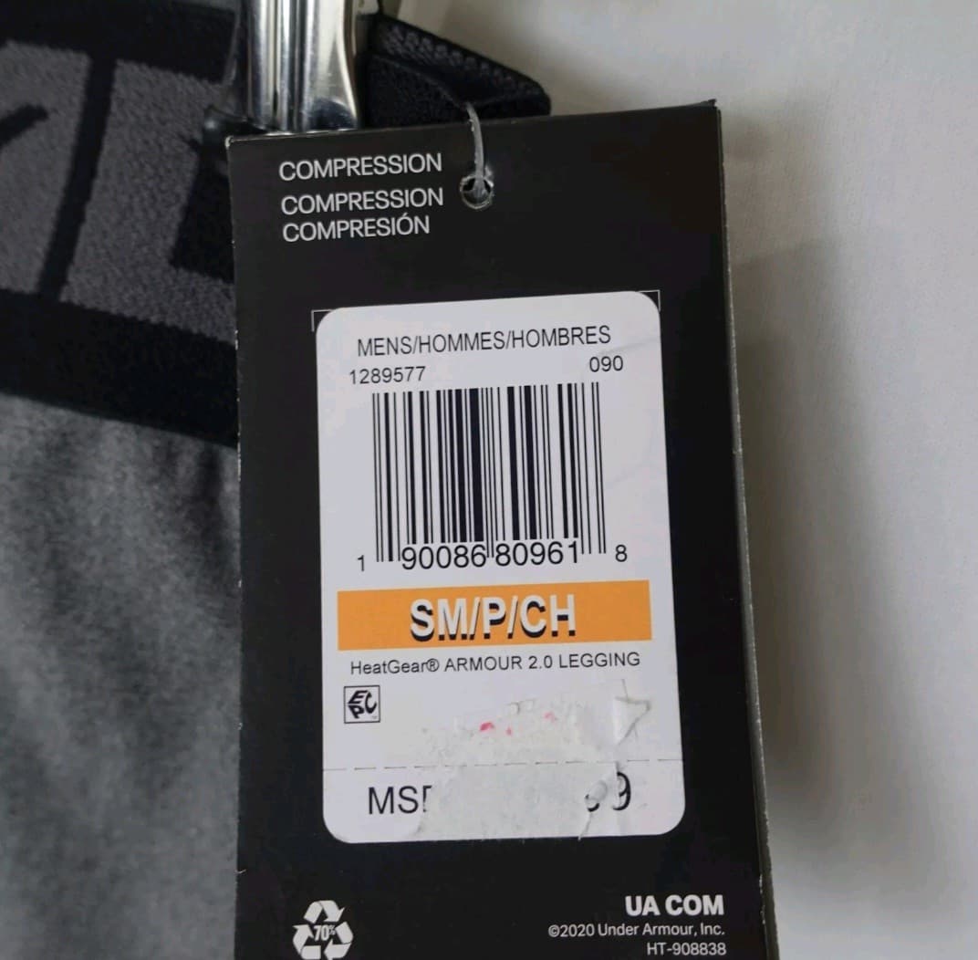 Under Armour HeatGear 2.0 Men's Size S Small Leggings Training Gray - Thumbnail 5