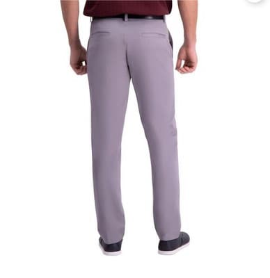Haggar Men's Premium Comfort Khaki Pant 32W x 32L, Slim Fit, Grey - Thumbnail 2