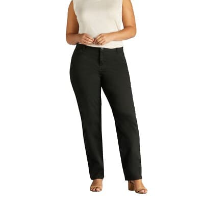 Lee Women's Petite Relaxed Fit Straight Leg Jean, Black, 10 Petite - Image 1