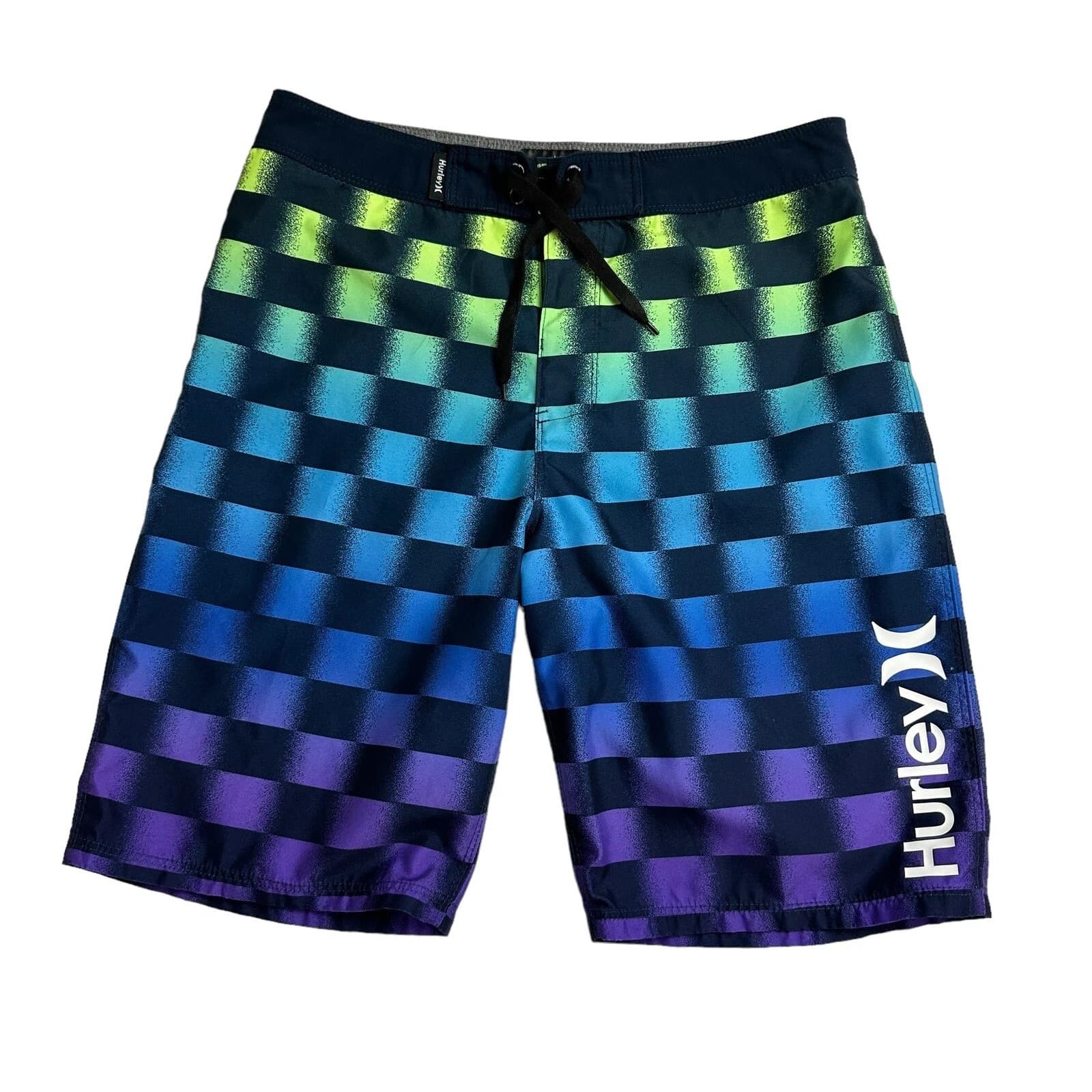 Hurley Board Shorts Swim Trunks Checker Boys Youth 20/30 NWT - Obsidian - Image 1