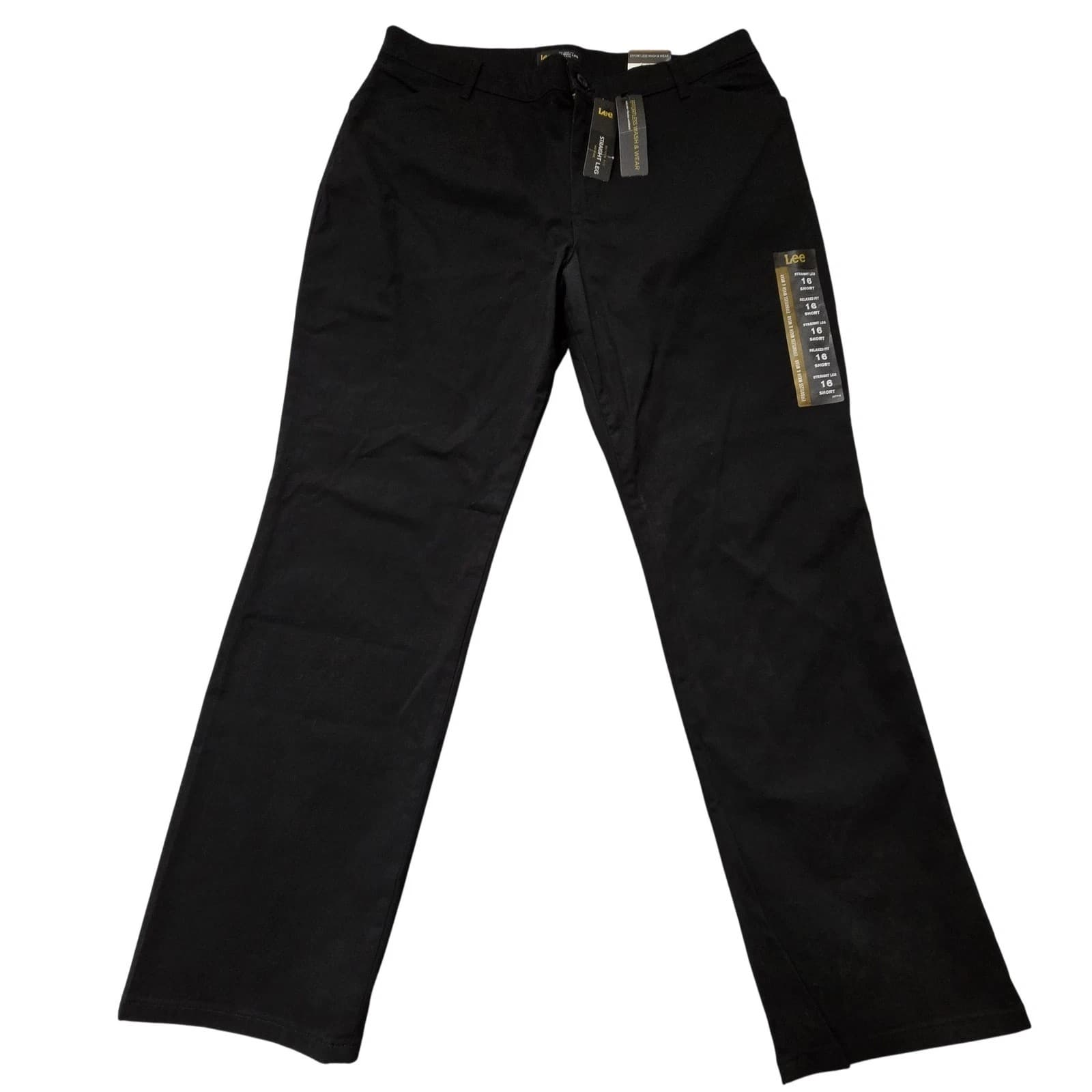 Lee Pants Women's Straight Leg Relaxed Fit Mid Rise Black 24W Petite - Image 1