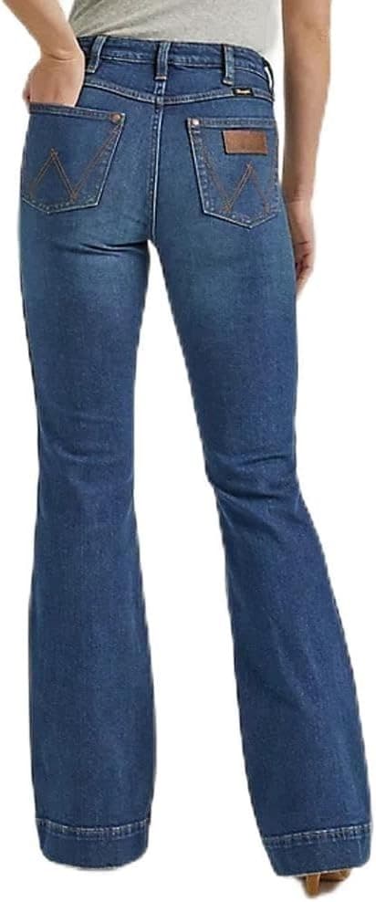 Wrangler Retro Women's Blue Denim High Rise Trouser Jean W26xL34 - Thumbnail 2