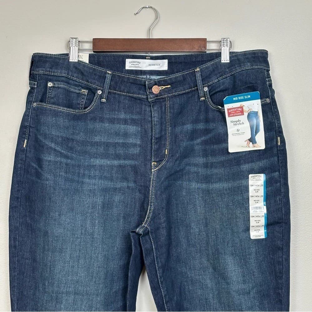 Levi Strauss Signature Jeans Women Mid Rise Slim Simply Stretch 20M W35/L30 - Thumbnail 2