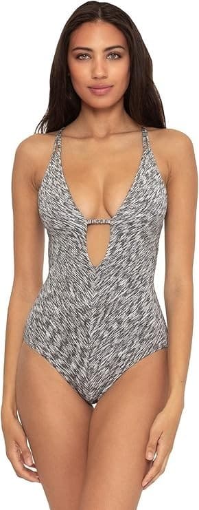 BECCA by Rebecca Women's Virtue Sundance Elizabeth Plunge One-Piece SMALL - Image 1