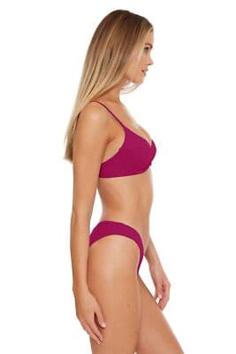Becca by Rebecca Virtue Fine Line Rib Sarah Underwire Bra Top Pomegranate LG - Thumbnail 3