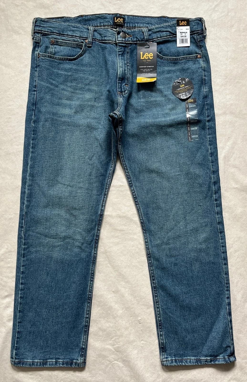 NEW Lee Slim Fit Straight Leg Comfort Glory Blue Denim Jeans 34x34 - Thumbnail 2