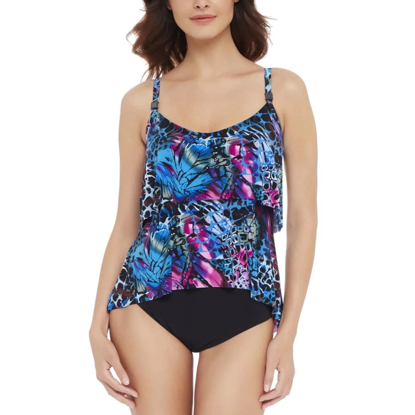 NWT Magicsuit Women's Blue Social Butterfly Grace Swim Tankini Top Size: 10 - Image 1