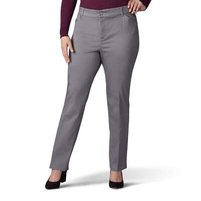 Lee Women's Flex Motion Regular Fit Straight Leg Pant, Green Gray, 16W Petite - Image 1