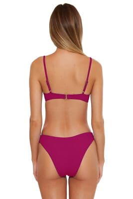 Becca by Rebecca Virtue Fine Line Rib Sarah Underwire Bra Top Pomegranate LG - Thumbnail 2