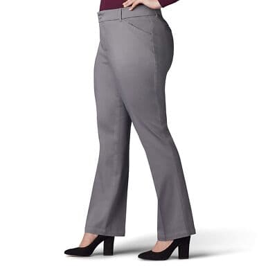 Lee Women's Flex Motion Regular Fit Straight Leg Pant, Green Gray, 16W Petite - Thumbnail 3