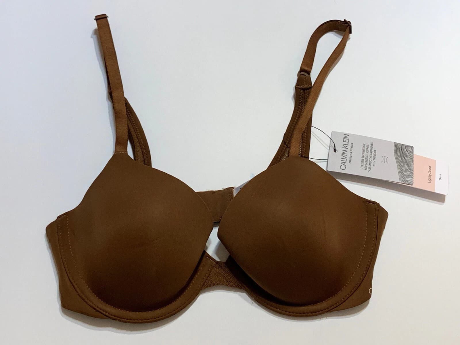 Calvin Klein Perfectly Fit Lightly Lined Brown Demi Bra 30B - Image 1