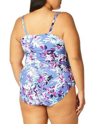 Calvin Klein Women's Shirred Surplus One Piece Swimsuit, Shadow Multi, 8 - Thumbnail 3