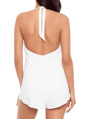 MagicSuit Women's Swimwear Solid Theresa Romper Halter Tie One Piece SZ14 NWT - Thumbnail 4