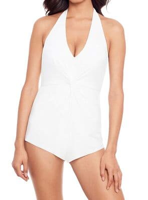 MagicSuit Women's Swimwear Solid Theresa Romper Halter Tie One Piece SZ14 NWT - Thumbnail 2