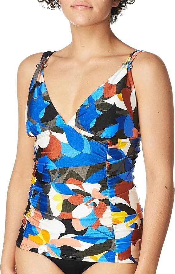 Calvin Klein Barbell Printed Ruched Tankini Top, Nectar Multi Size Small NWT - Thumbnail 3