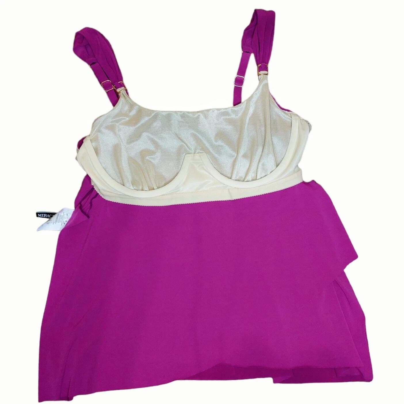 Miraclesuit Razzle Dazzle Tankini Top Framboise Pink Underwire Size 10 NWT - Thumbnail 4