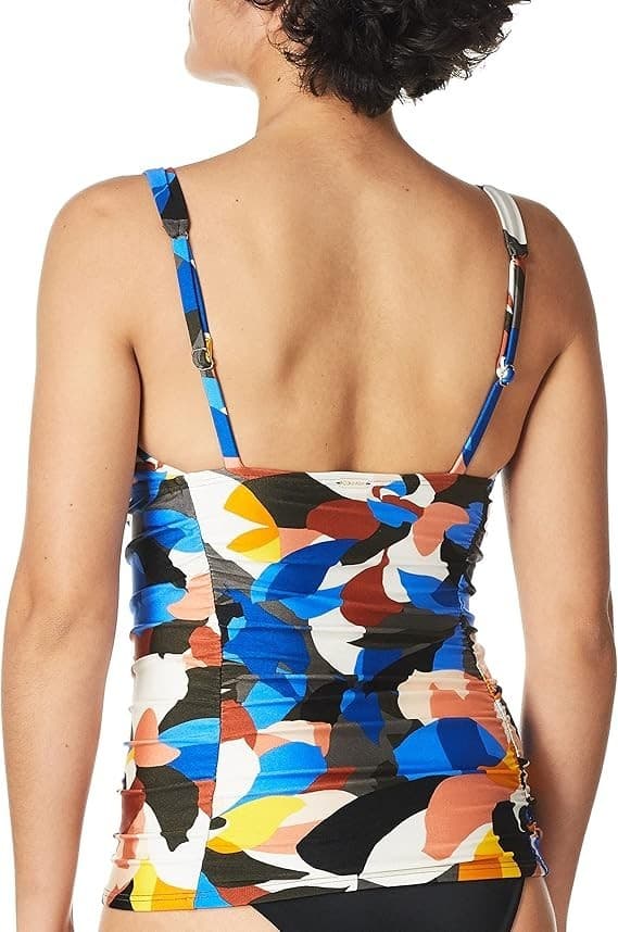 Calvin Klein Barbell Printed Ruched Tankini Top, Nectar Multi Size Small NWT - Thumbnail 4