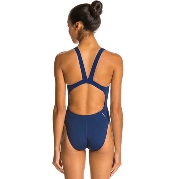Adidas Women's Solid V Back One Piece Swimsuit Navy Size 28 - Thumbnail 3