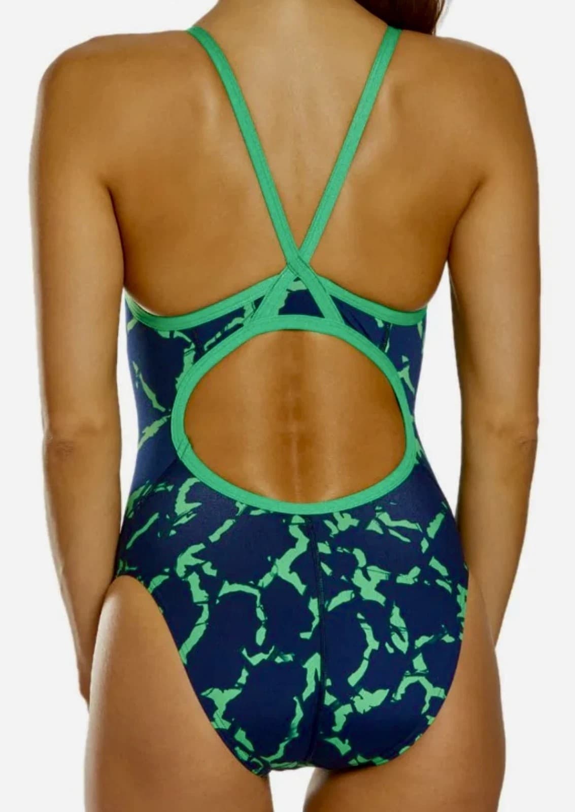 SPEEDO Wrack It Up FlyBack Navy Blue Green Endurance + Swim Suit NWT 26 - Thumbnail 3