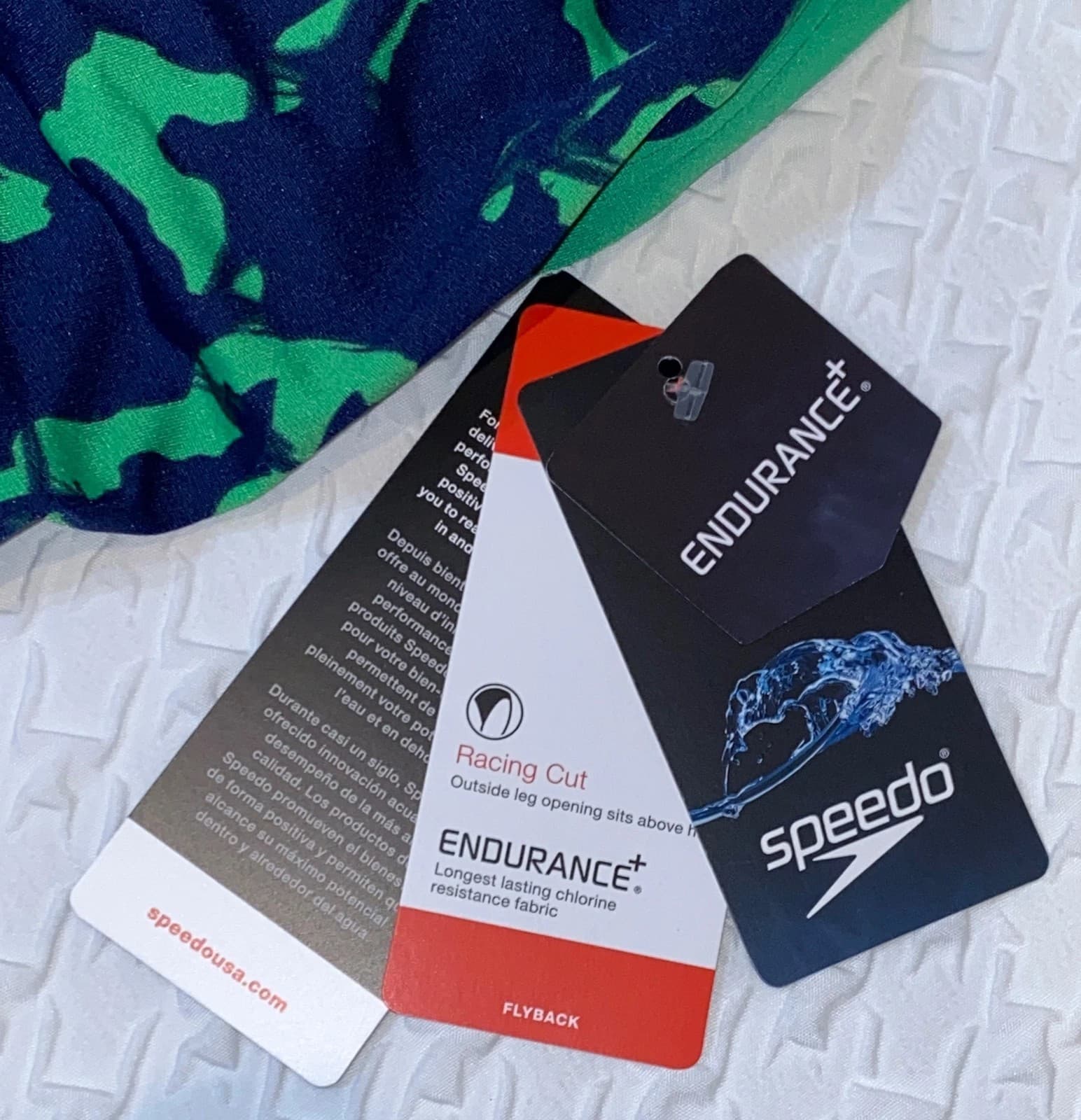 SPEEDO Wrack It Up FlyBack Navy Blue Green Endurance + Swim Suit NWT 26 - Thumbnail 5