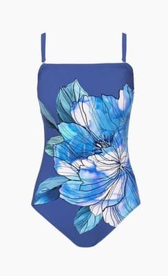 GOTTEX Blue Wild Flower 1 Pc Bandeau Style Swimsuit Sz 6 - Missing Straps - Thumbnail 2