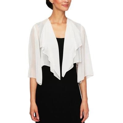 Alex Evenings Women's Shrug Jacket with 3/4 Sleeve Elegant Cropped Size L - Image 1