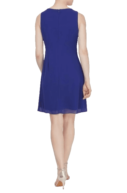 $70 SLNY Women Blue Beaded Embellished Scoop-Neck Sleeveless Sheath Dress Size 8 - Thumbnail 3