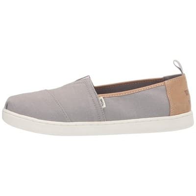 TOMS Kid's Slip On Casual Shoes Gray Canvas Comfort Loafers Size 1.5 - Image 1