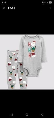 3M Just One You Carter's Ho Ho Ho Santa Reindeer Xmas Outfit bodysuit Leggings - Image 1