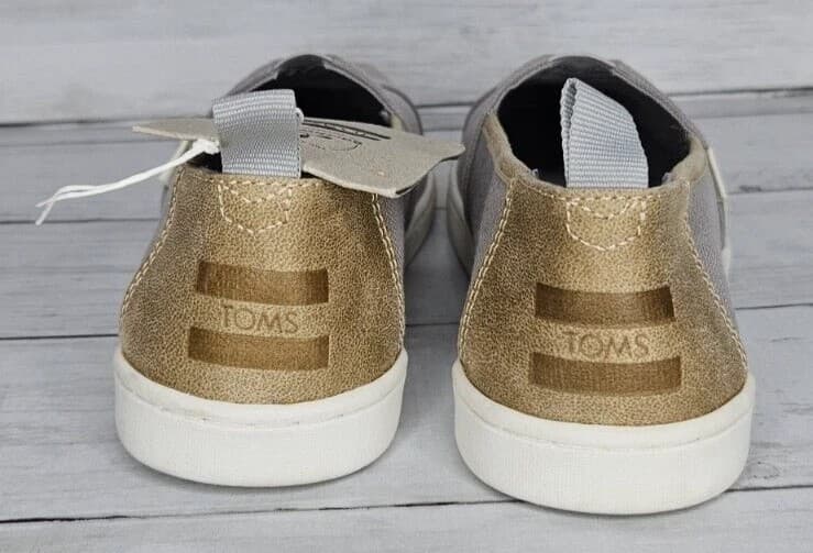 TOMS Kid's Slip On Casual Shoes Gray Canvas Comfort Loafers Size 1.5 - Thumbnail 4