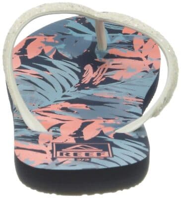 Reef Floral Print Flip Flops Glitter Straps Beach Pool Sandals Size 2/3 - Thumbnail 3