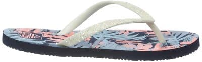 Reef Floral Print Flip Flops Glitter Straps Beach Pool Sandals Size 2/3 - Thumbnail 5