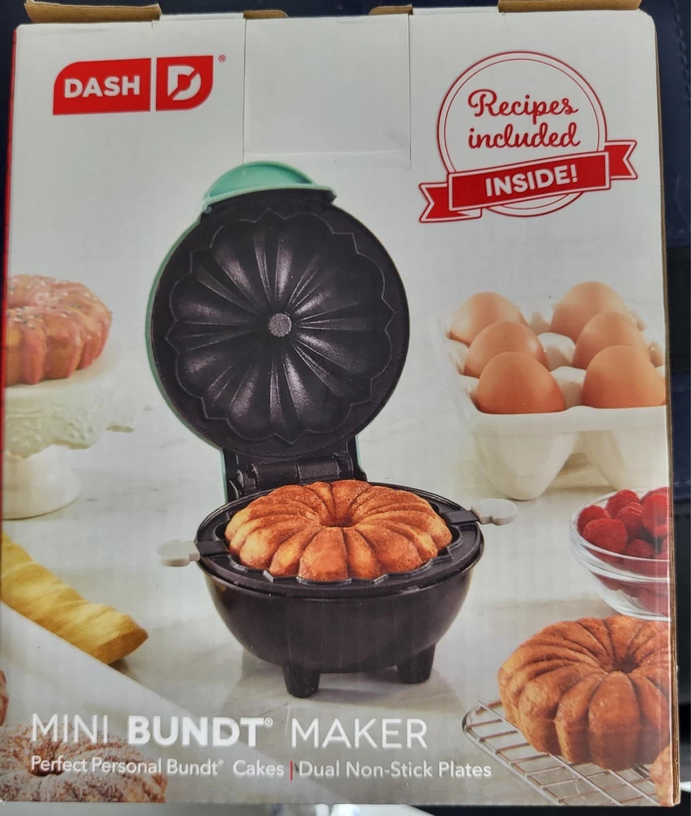 Dash Mini Bundt Maker Aqua Perfect Personal Cakes Dual NonStick Plates Recipes - Thumbnail 2