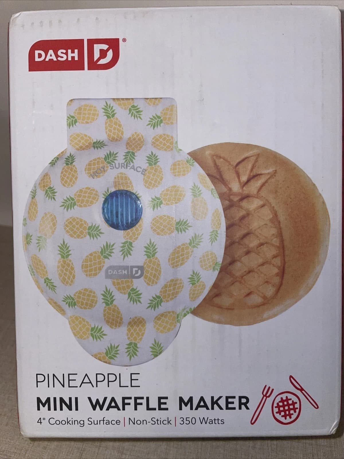 Dash Pineapple Mini Waffle Maker, 4" Nonstick Cooking Surface, 350 Watts - Thumbnail 2